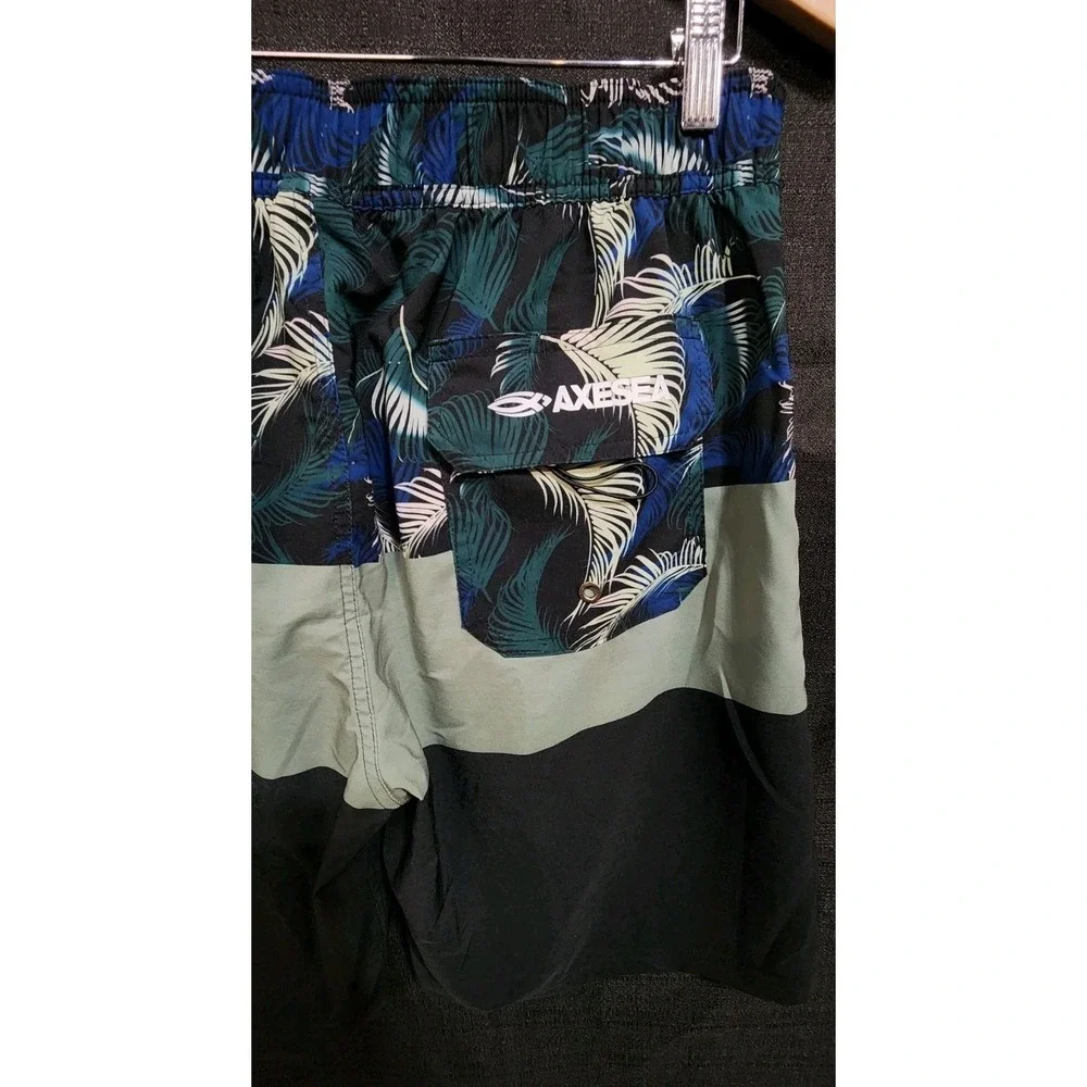 AXESEA Men's Surf Swim Trunks Quick Dry Tropical Swim‎ Shorts Pockets Sz 34 New